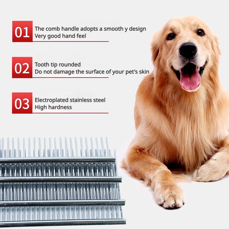 Pet Dematting Comb Stainless Steel Pet Grooming Comb for Dogs and Cats Gently Removes Loose Undercoat Flea Comb Pet Products