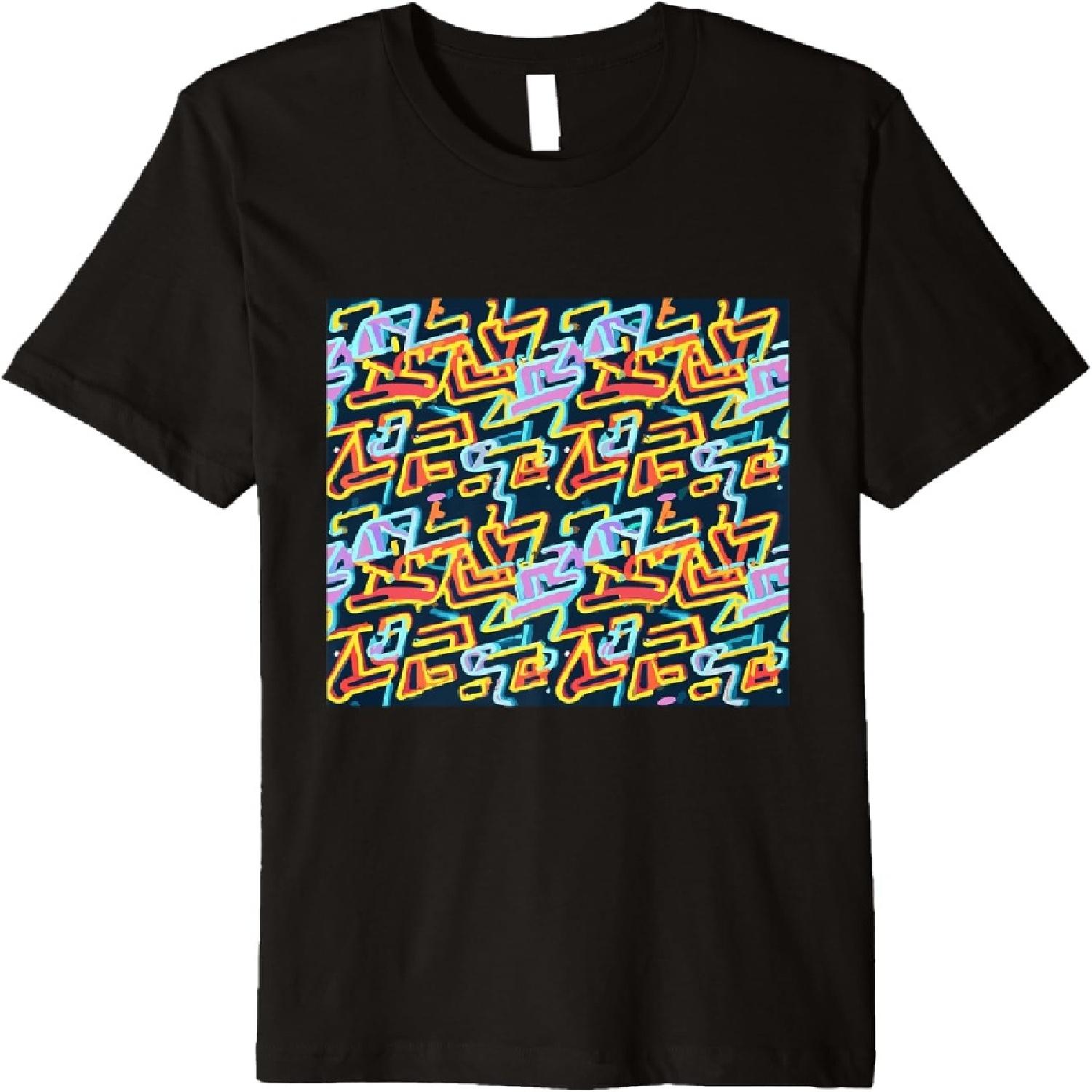 Cool Graffiti Abstract Repeating Pattern with Pop Art style Premium T-Shirt(1) XXXXXL разноцветный