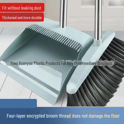 Soft Bristle Broom and Dustpan Set - Non-Stick Hair Sweeping for Kitchen and Bathroom