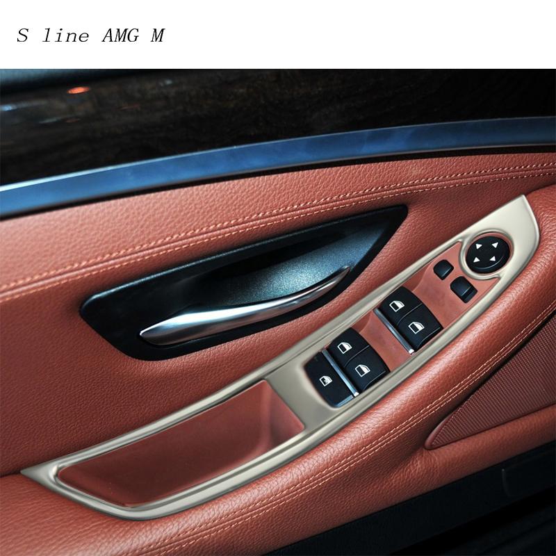 For BMW 5 Series F10 F18 2011-2017 Car Door Armrest Panel Window Glass Lift Button Switch Covers Stickers Interior