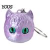 High-end Cat Accessory 3D Printed Head Keychain, Cute Kawaii Kitten Bag Charm with Pearlescent Finish & Bright Green Eyes, Lightweight Animal Pendant