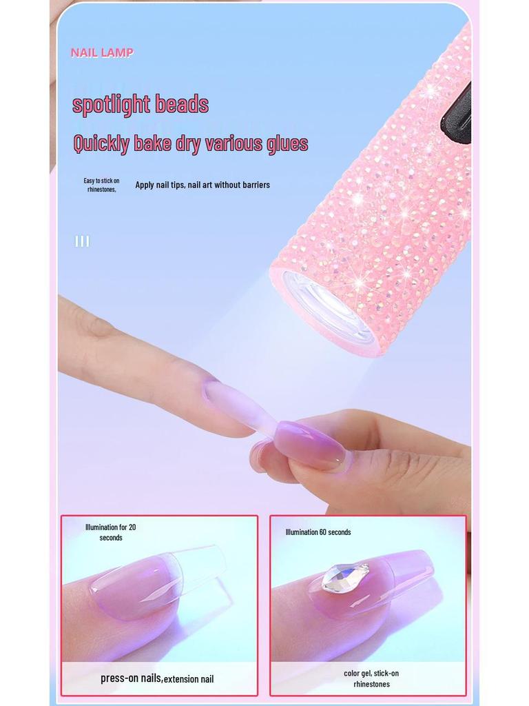 Portable Rechargeable Rhinestone Nail Art Phototherapy Lamp with Dual Light