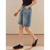 Blugi Capri Drepți cu Strassuri Retro pentru Femei INMAN