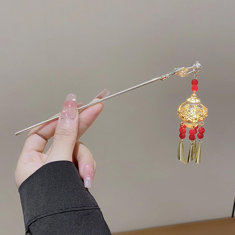Antique Tassel Hairpin Women's New Chinese Disc Hair Pearl Hairpin Modern Cheongsam Hairpin Headdress