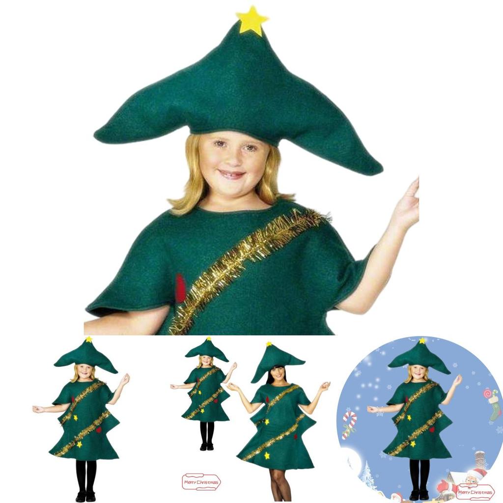 Fantasia de Role Play de Árvore de Natal Para Crianças Roupa Festiva Para Apresentações de Natal