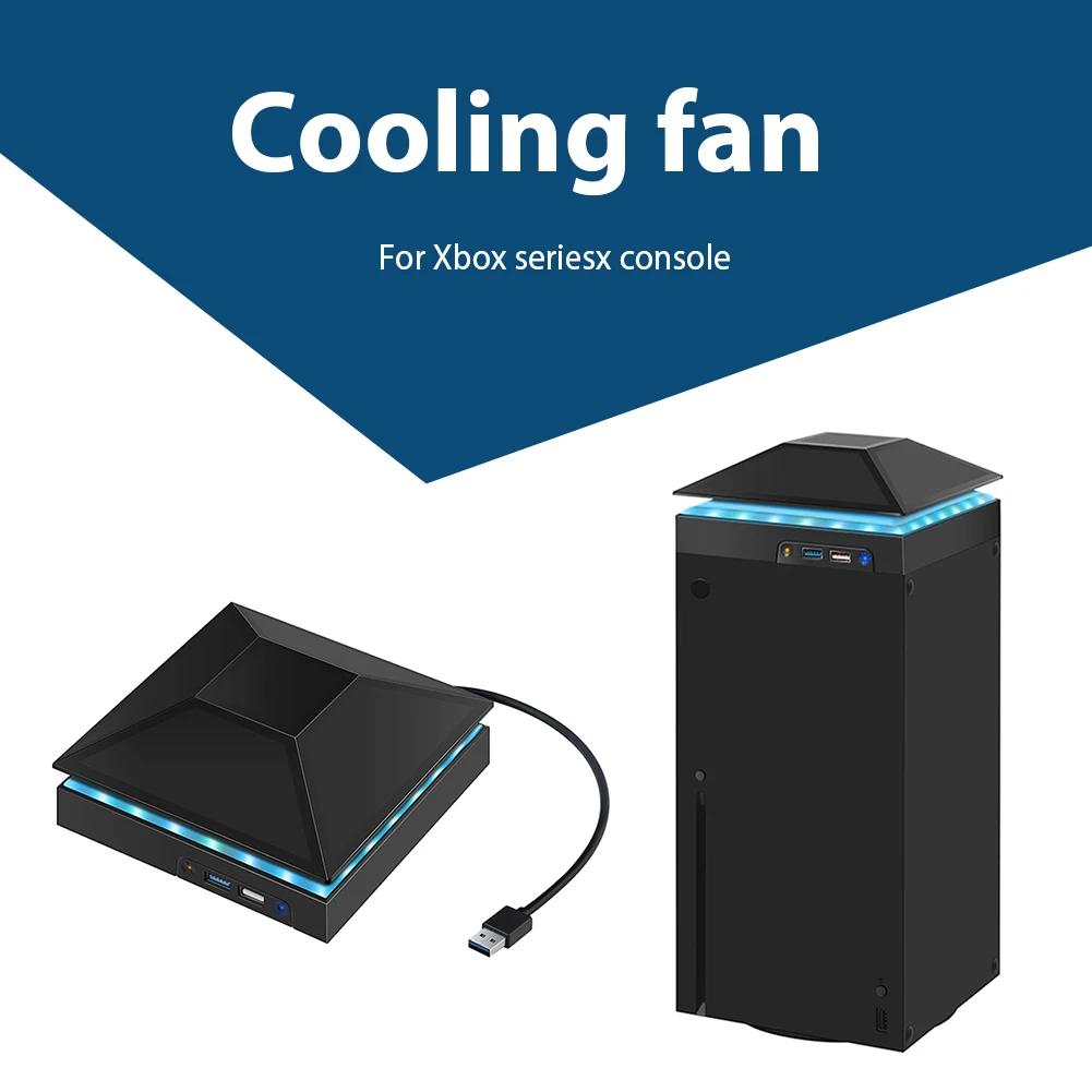 For Xbox Series X Game Console Cooling Fan Top Dust Proof Cover 3 Speed Adjustable Fan Cooling System RGB Breathing Light 2 USB