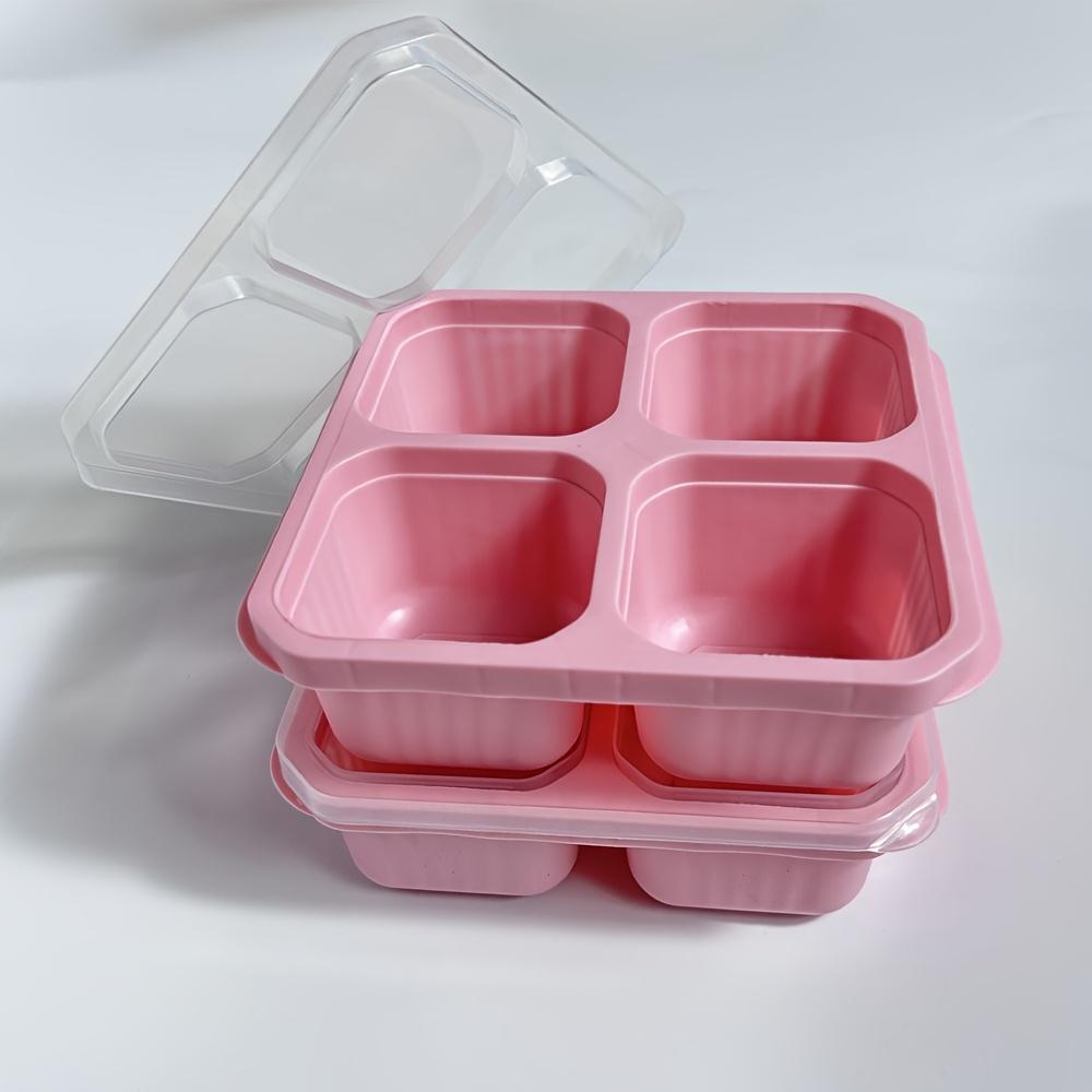 2 Stück 4-Fächer-Bento-Boxen mit Deckeln, mikrowellen- und spülmaschinenfest, 4 Farben, ideal für Meal Prep, Büro, Camping & Schule