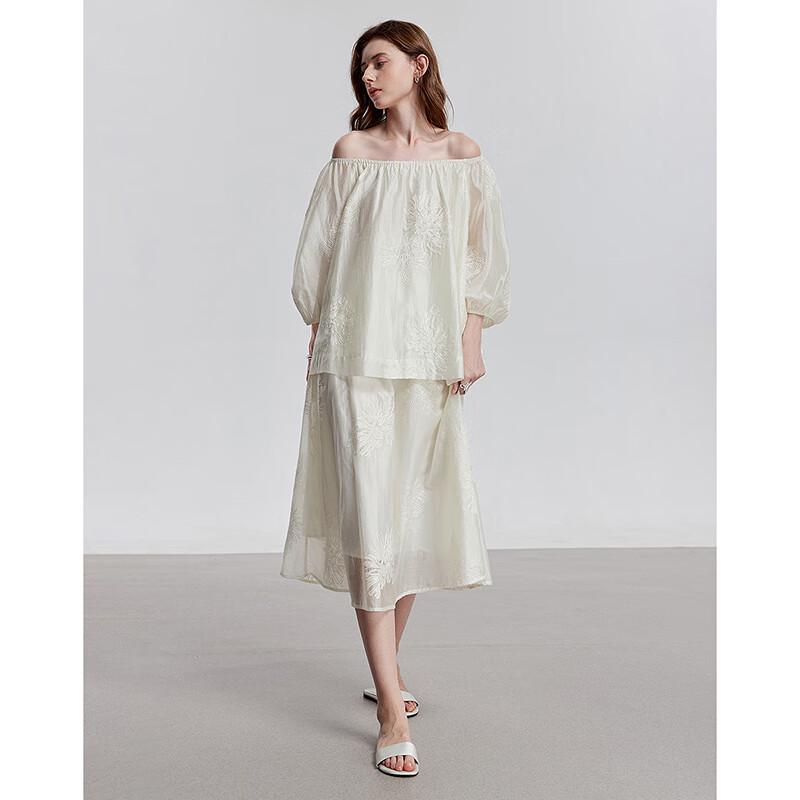 Chuyu 2025 Summer Embroidered Lyocell A-Line Maxi Skirt