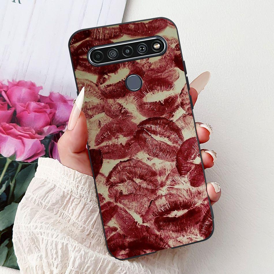 For LG K41S K51S 2020 Elegant Floral Cat Printed Phone Case For LG K41S K51S LM-K410 LM-K510 Black Silicone Soft Cases