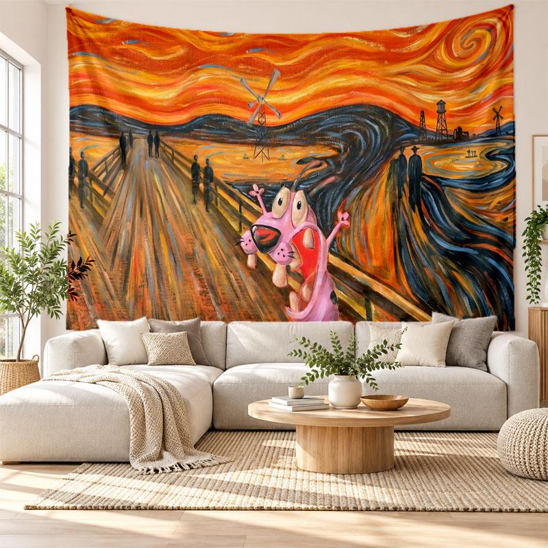 Courage the Cowardly Dog Wall Tapestry Home Decor Hanging Cloth Art Background Tapestry for Bedroom
