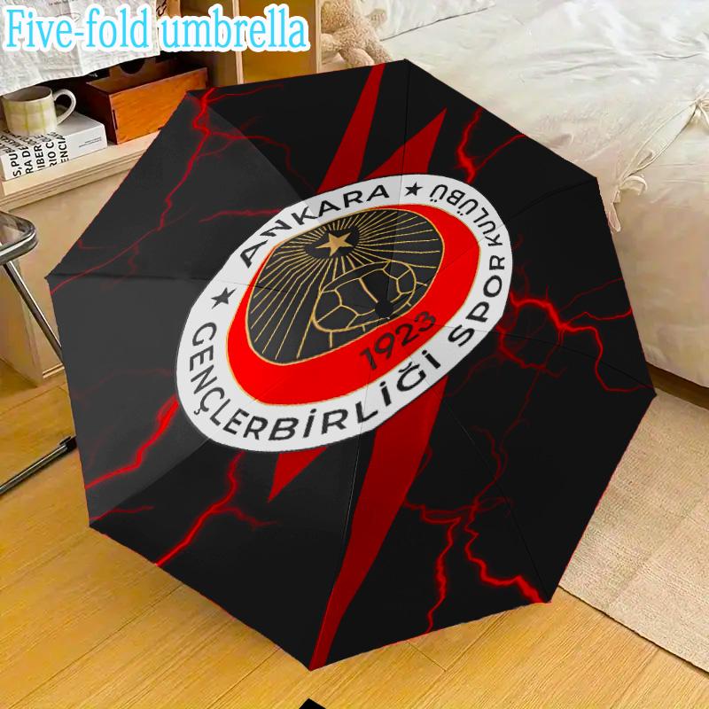 Genkelbigli Club Sports Mini Umbrella, 5-Fold, Lightweight, Retractable Umbrella Features 8 Ribs, Ideal for Outdoor Use Fan Gifts