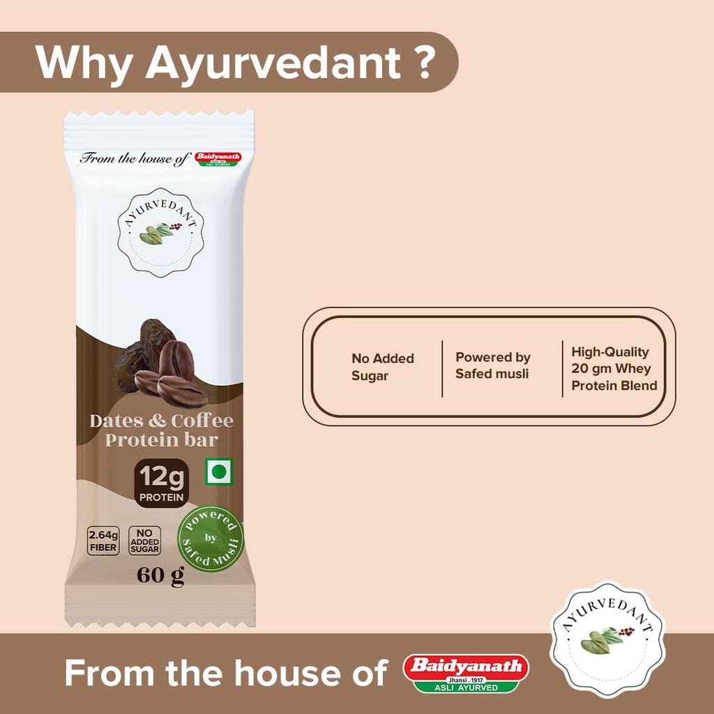 Baidyanath Choco Nuts Protein Bar 20g Protein No Added Sugar (60g x 6N) pack of 1 High Protein Snack for Energy and Muscle Recovery