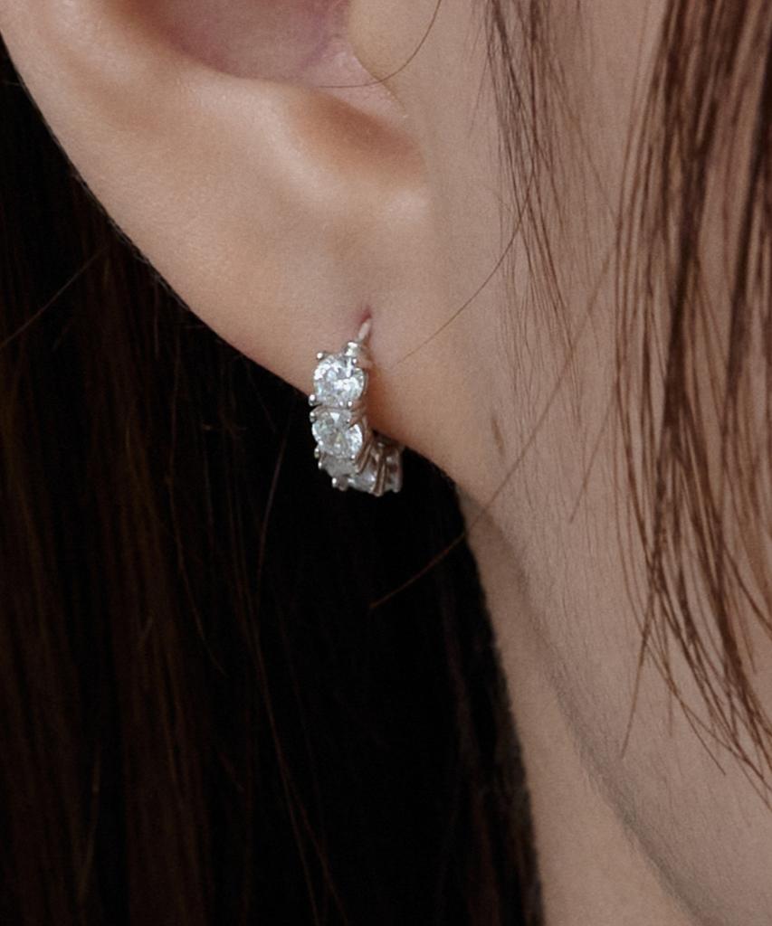 Baradu 925 Prong White Hoop Earrings