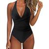 New European and American Swimsuit Women's Halter Sexy Cross-color Swimsuit