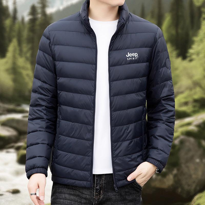 Jeep Men's 90% Duck Down Jacket - Stand Collar, Short, Warm Outerwear for Autumn & Winter