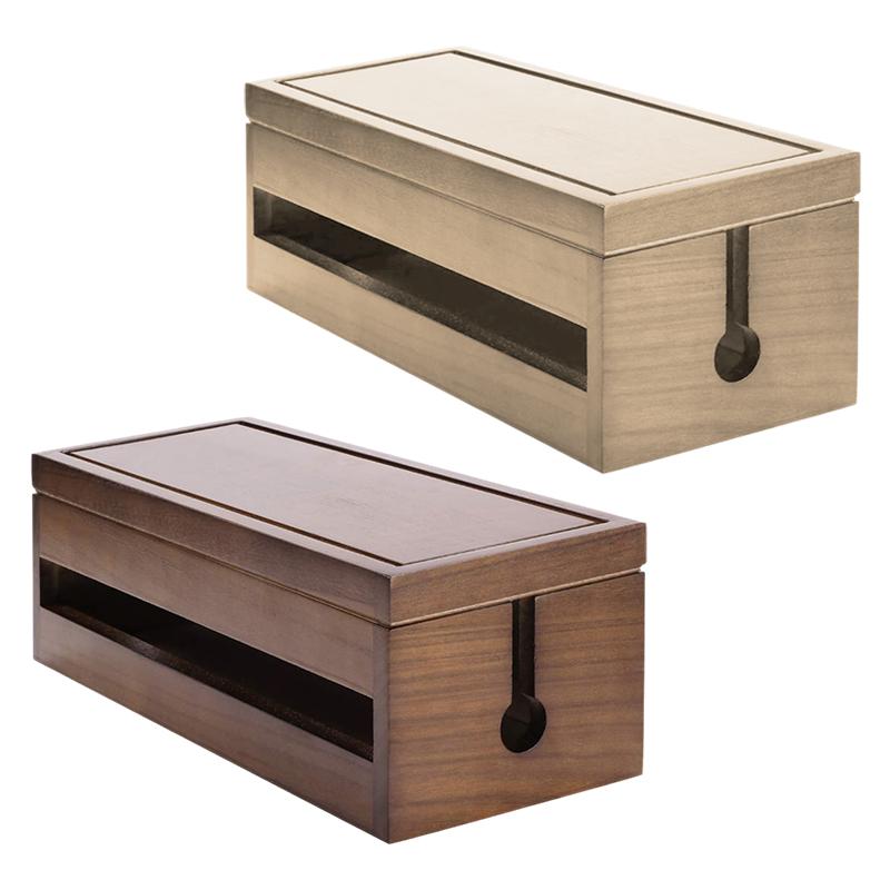 Socket Case Vintage Solid Wood Wiring Box Cable Manager Hub Storage Coffee Paulownia Main Body Home Storage Wooden Storage Box