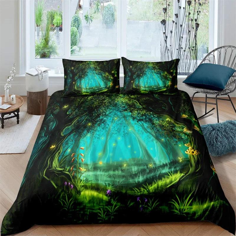 Comforter Tree Branches Botanical Leaves Print Bedding Set Polyester Nature Tree Comforter Queen Full For Kids Adults