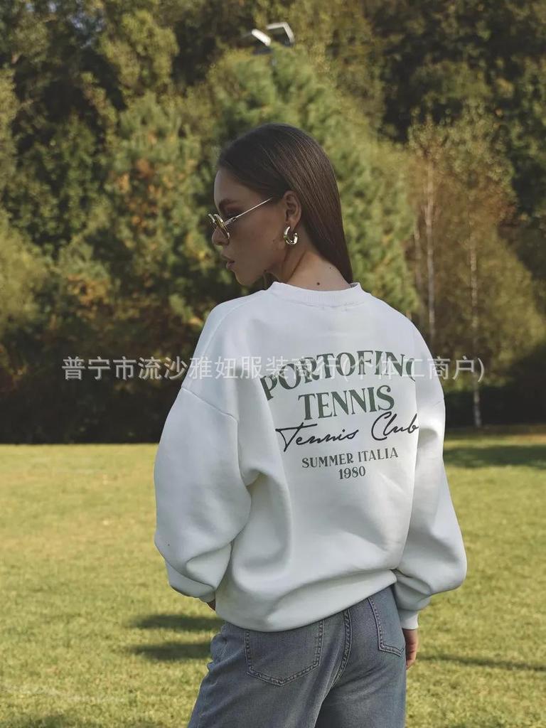 Hong Kong Style Trendy Letter Print Oversized Top for Women