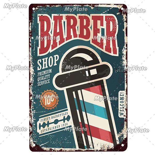 BARBER Tin Sign Metal Sign Retro Plaque Home Decor Metal Vintage Man Cave Bar Pub Club Home Wall Decoration