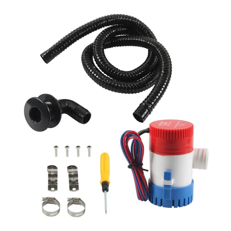 High Efficiency Marine Bilge Pump Hose Plumbing Kit 1-1/8 Inch with Elbow Thru Hull Scupper Fit for Safe and Dry Boating