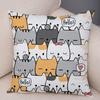 Cute Pet Hello Cat Cushion Cover Double Print Soft Plush Pillowcase for Sofa Home Car Decor Cartoon Animal Pillows Case ,(2)