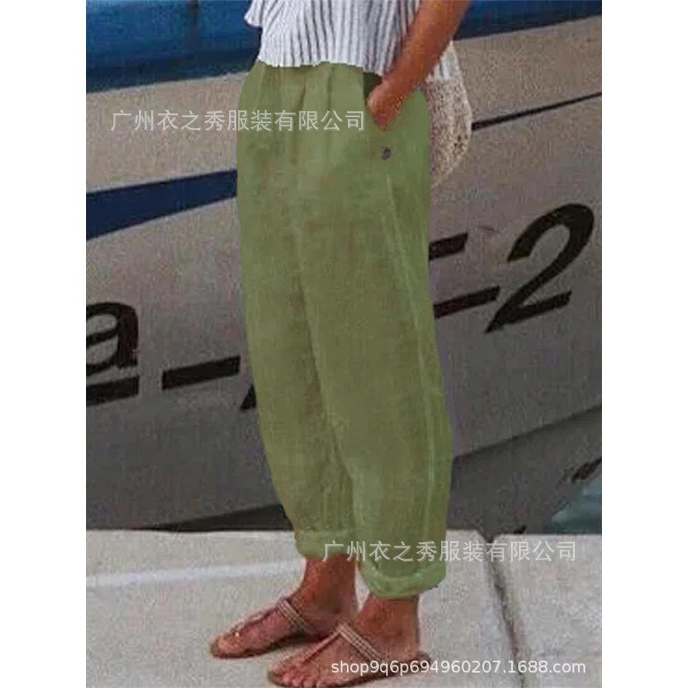 Retro Versatile Cotton Linen Casual Pants, High Waist Slimming Plus Size Loose Trousers, Breathable Ladies Daily Bottoms