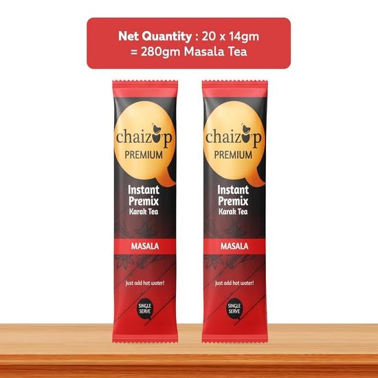Chaizup Premium 1 Min Instant Masala Tea Premix - 20 Sachets | Masala Flavours | 20 Servings | 280g (Pack of 2)