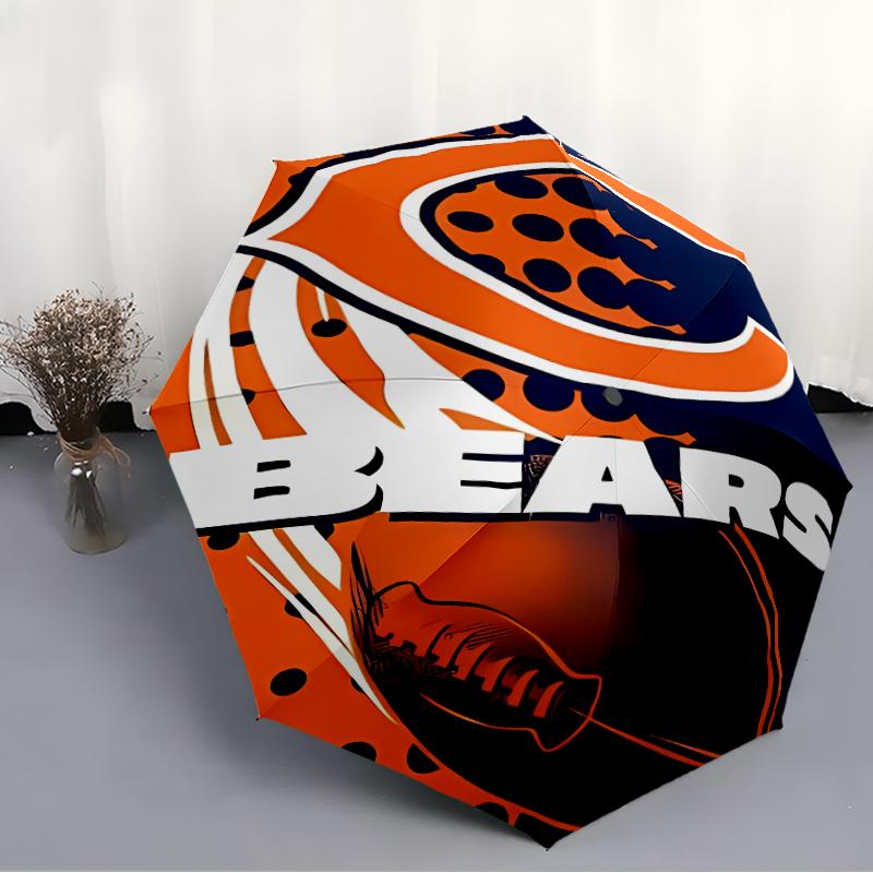 Printed Chicago Bears logo Folding Umbrella,Outdoor,Leisure,And Travel Umbrella,Durable Umbrella Fabric,Birthday And Holiday Gift