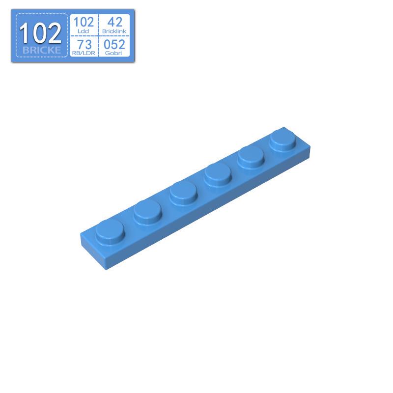 BRICKE 1x6 Thin Plate for Lego 3666 Compatibility – Loose MOC Building Blocks 50g (approx. 51pcs)