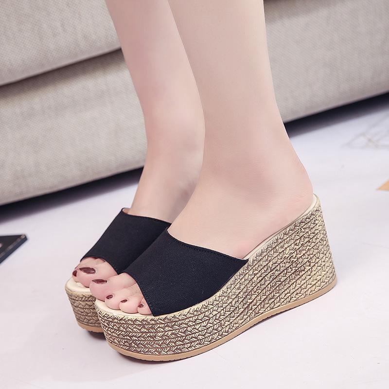 Fashion Shoes Low Rome PU Fabric Rubber Hoof Heels Low Shoes Hoof Heels Rubber Rome Fabric