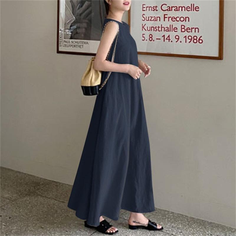 Women's Summer/ Spring Printed Sleeveless V-neck Loose-waisted Casual Dress