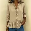 ebay spring and summer European and American new long-sleeved ruffle shirt women's shirt
