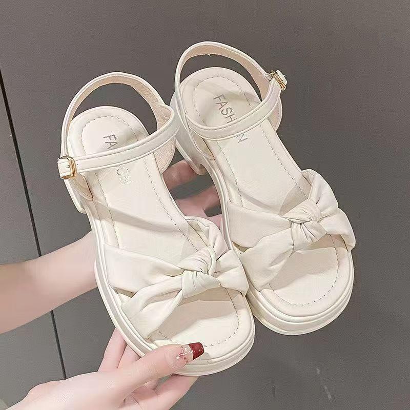 

Platform sandals women s outer wear summer new bow thick heel with fashion beach shoes 40