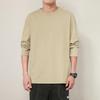 Men Long Sleeve Cotton Top Breathable Fabric Regular Fit Solid Colors Casual Wear