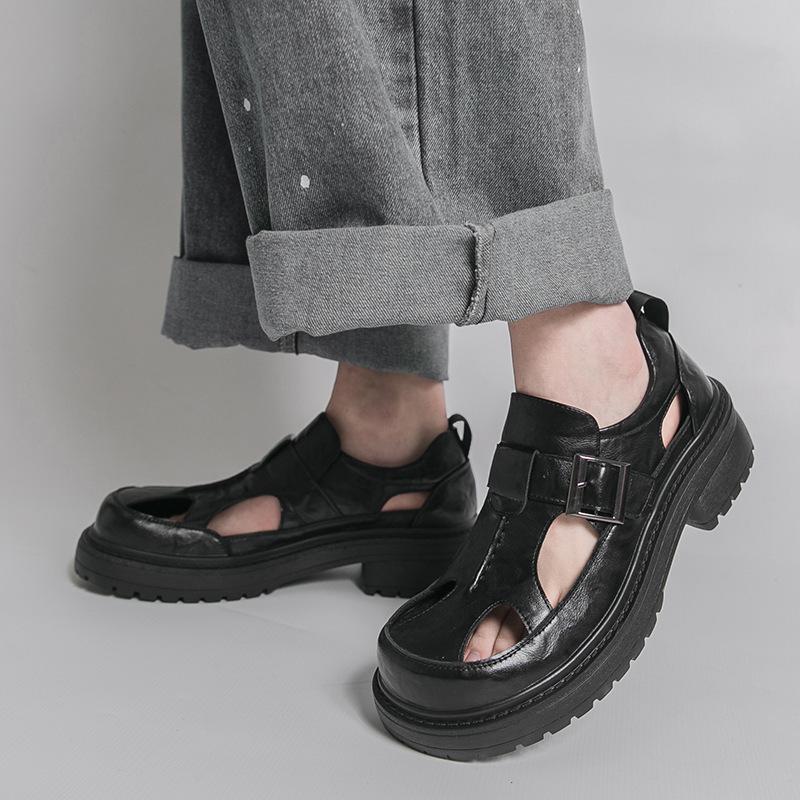 Men's Summer Casual Closed-Toe Perforated Sandals - Outdoor Business Buckle Design