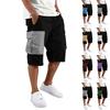 Men's Multi Pocket Drawstring Shorts Casual Loose Fit Utility Patchwork Cargo Knee Length Pants