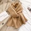 Knitted wool scarf boys and girls winter solid color milky white beige short small scarf neck protection warm soft waxy versatile