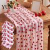 Indoor Outdoor Event Decor Sheer Tulle Table Runner, Strawberry Cherry Lemon Pattern, Summer Patterned Fabric Overlay, Seasonal Fruit Runner