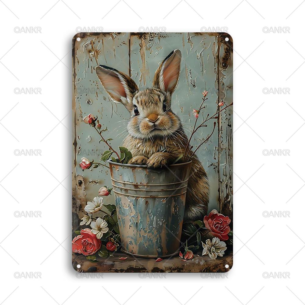 

Vintage Garden Art Poster Metal Tin Sign Ideal Gift x Inch Rabbit Metal Signs for Backyard Bedroom Home Wall Decor Plaque 20x30cm（7.8x11.8inch）
