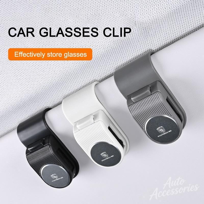 Car Sun Visor Glasses Clip For Porsche Macan Panamera Cayenne Boxster Cayman 911 918 Sunglasses Holder Eyeglasses Storage Clip KLNOV1