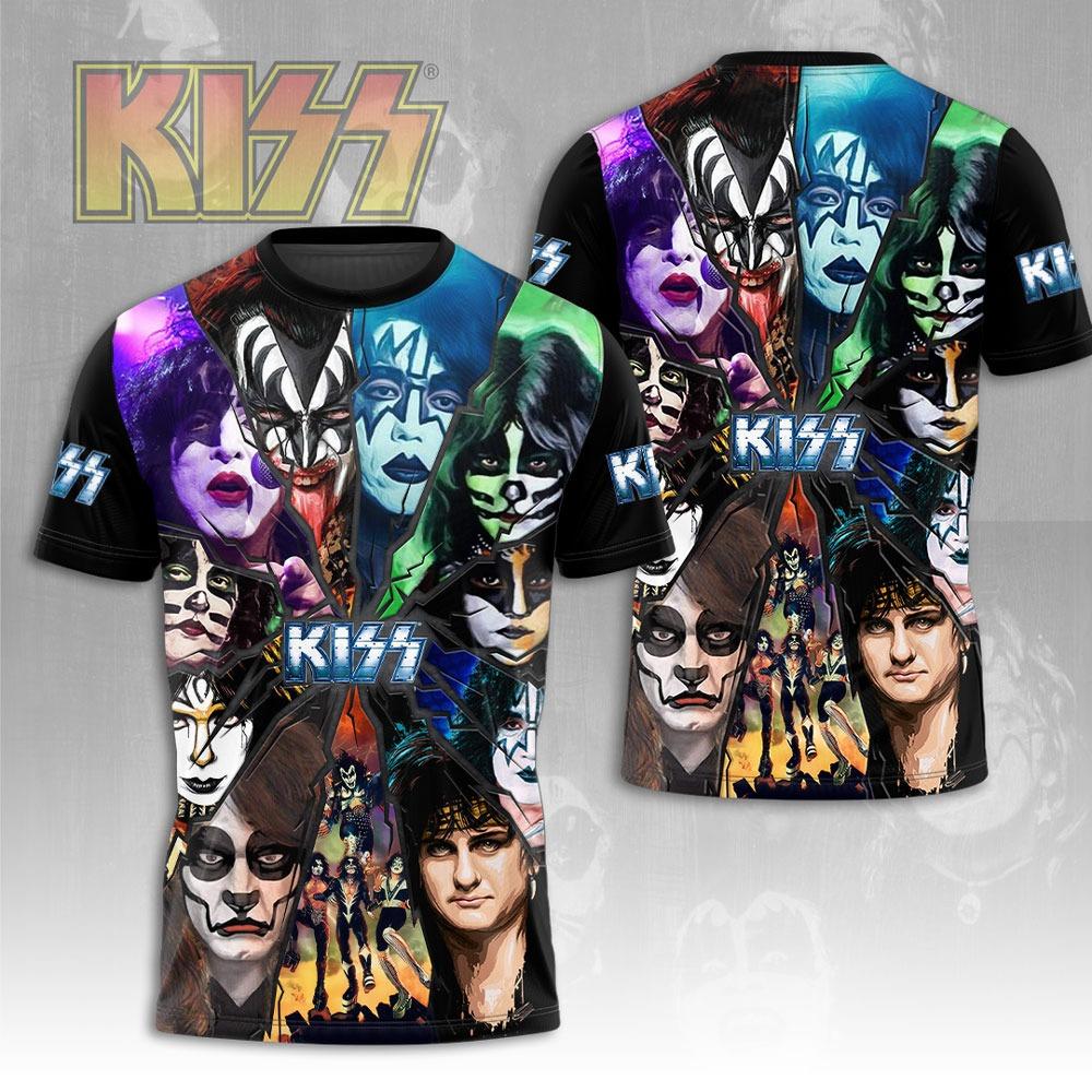 Kiss Band Cool Lässig Spaß Streetwear Hip Hop 3D Druck Herren/Damen Kurzarm T-Shirt Oversized Rundhals Tee Top Herren T-Shirt