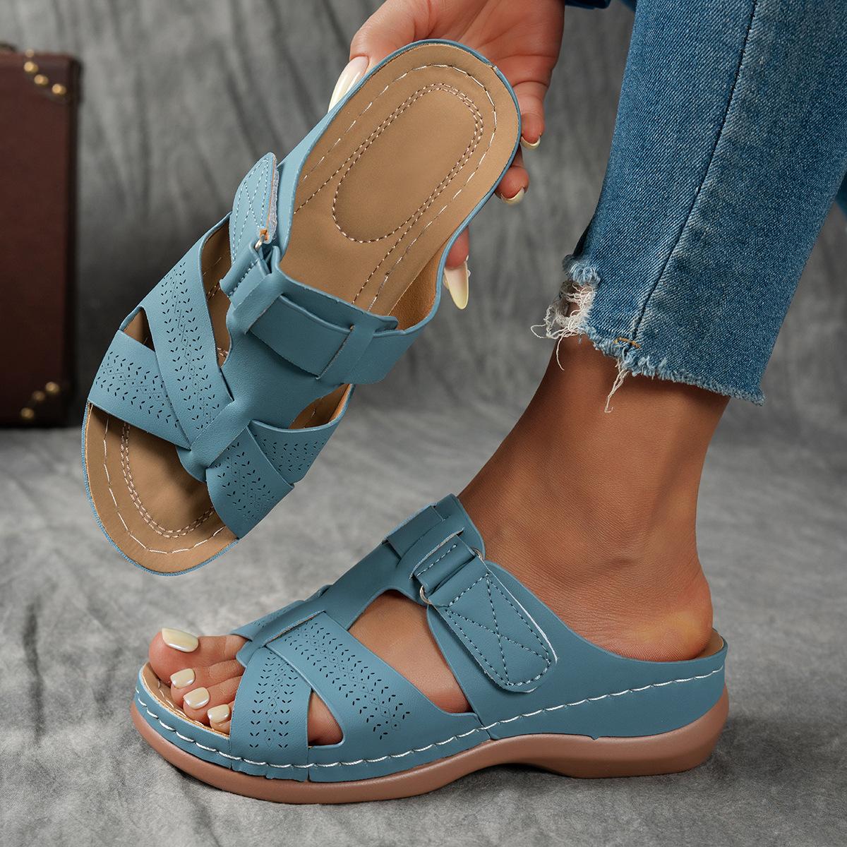 Summer Casual Retro Sandals Wedge Heel Thick Bottom Women s Cool Slippers 36