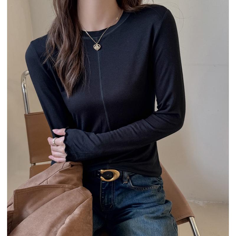 

Elegantly Designed Women s Gray Base Shirt: Slim Fit, Straight Shoulder, Round Neck, Perfect for Autumn & Winter L (suitable for 115-130 jin) чёрный