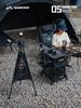 Mountain Fun Hexagonal Camping Table: Portable with 19 Lights, Lifting Storage Rack, and Detachable Aluminum Alloy Design.