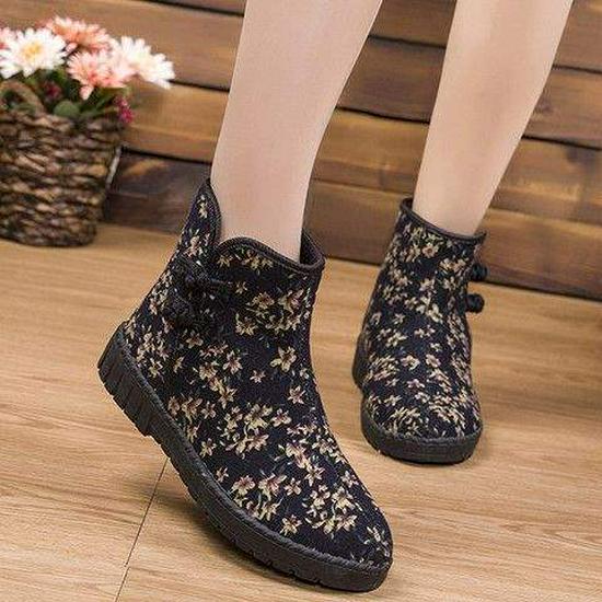 Women's Winter Ethnic-Style Fleece-Lined Non-Slip Snow Boots