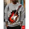 3D Printed Guitar Piano Drums Sweatshirt Men Muisc Instruments Pattern Round Neck Pullovers Long Sleeves Unisex Hoodies