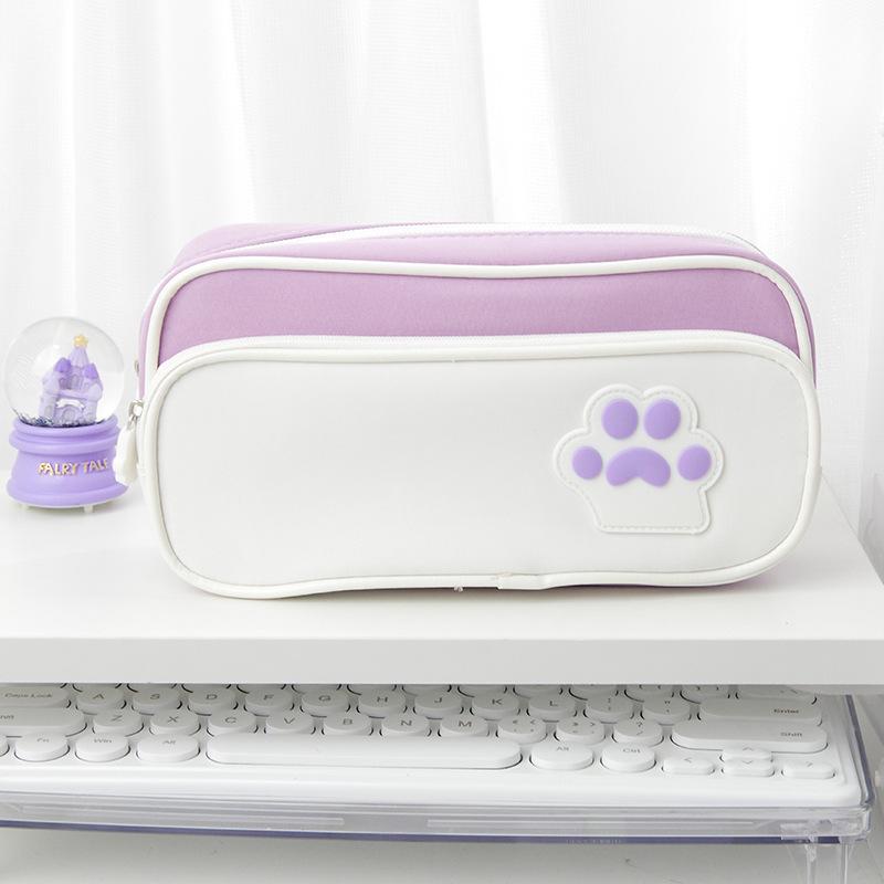 

Cat Paw Print Multilayer Pencil Case: Large Capacity Stationery Box for Students