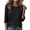 Women's Casual Neck Color 3/4 Sleeve Top