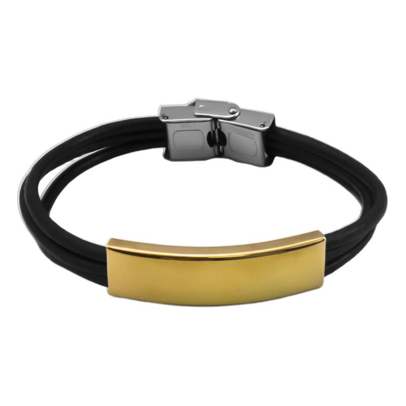 DIY Engraved Retro Leather and Stainless Steel Men's Bracelet - Versatile Couple Design