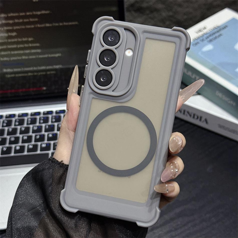 Custodia Magnetica Armatura Traslucida Per Samsung Galaxy S26 S2 Ultra S24 Plus Angoli Rinforzati Antiurto Copertura Opaca Per